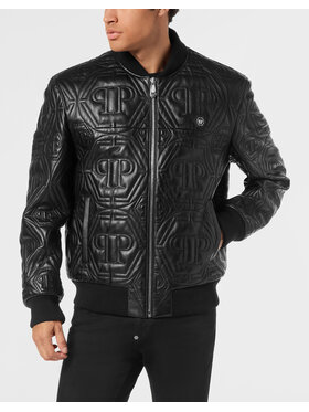 PHILIPP PLEIN PHILIPP PLEIN Kurtka skórzana 26041 Czarny Regular Fit