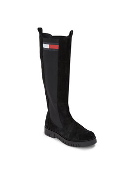 Tommy Jeans Tommy Jeans Ботуши Tjw Long Shaft Suede Boot EN0EN02412 Черен