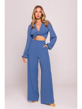 Made of Emotion Made of Emotion Spodnie materiałowe M862 Granatowy Wide Leg
