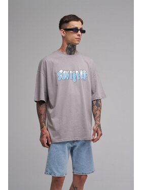 MyStars MyStars T-Shirt Szeroka luźna koszulka z krótkim rękawem 125215 Szary Oversize