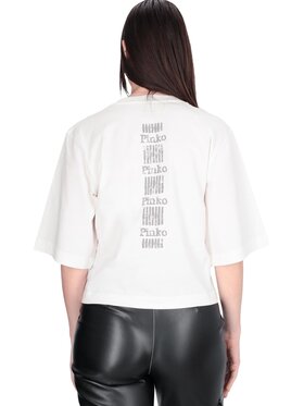 PINKO PINKO T-Shirt Suez t-shirt jersey con banda Biały Large Fit