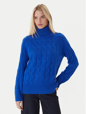 Tommy Hilfiger Tommy Hilfiger Bluză cu gât WW0WW46791 Albastru Regular Fit