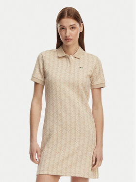 Lacoste Lacoste Každodenní šaty EF2655 Světle béžová Slim Fit
