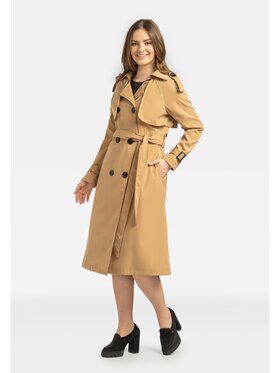 Perso Perso Płaszcz przejściowy dwuczęściowy Brązowy Slim Fit