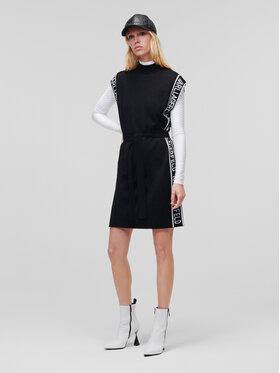 KARL LAGERFELD KARL LAGERFELD Pletena obleka Logo 226W1354 Črna Regular Fit