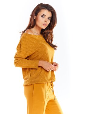 Awama Awama Sweter A333 Brązowy Basic Fit