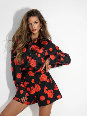 LilaLou LilaLou Szorty materiałowe Pedro Czarny Regular Fit