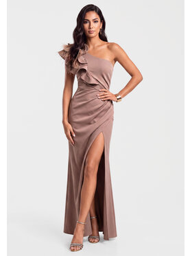 Ombre Ombre Sukienka wieczorowa LA-OM-DLR451 Brązowy Slim Fit