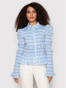 NA-KD NA-KD Риза 1018-008412-0538-581 Син Regular Fit