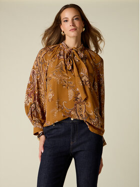 Oltre Oltre Bluzka 2065J000840N0V2 Brązowy Regular Fit
