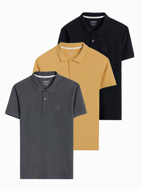 Ombre Ombre Sada 3-polo triček Z28 Šedá Regular Fit