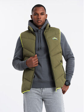Ombre Ombre Kamizelka OM-JAVJ-0210 Khaki Regular Fit