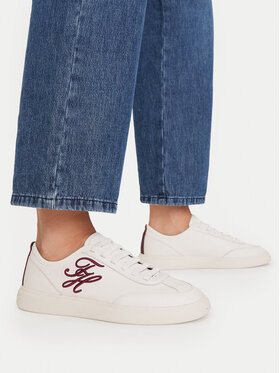 Tommy Hilfiger Tommy Hilfiger Sneakersy Th Icon Court Script Premium FW0FW09604 Kremowy