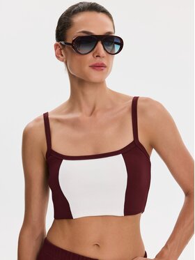 Nudyess Nudyess Top Alex z prążka Bordowy Slim Fit