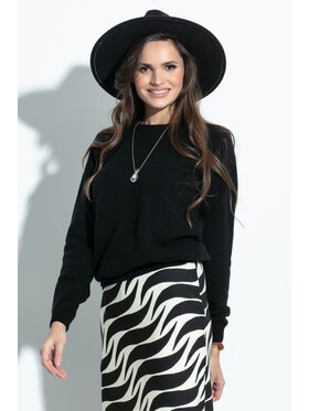 Fobya Fobya Sweter F1275 Czarny Basic Fit