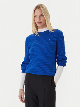 Tommy Hilfiger Tommy Hilfiger Pulover Fine WW0WW44993 Modra Regular Fit