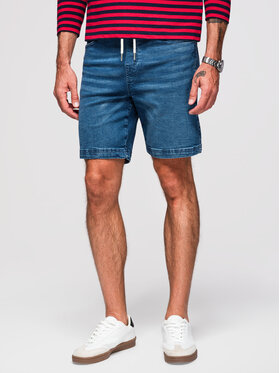 Ombre Ombre Džínové šortky OM-SRDS-0192 Tmavomodrá Slim Fit