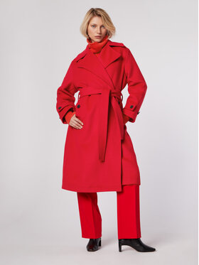 Simple Simple Demisezoninis paltas PLD502-04 Raudona Relaxed Fit