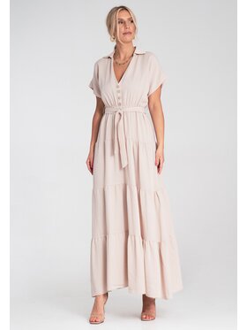 FIGL FIGL Sukienka letnia M1195 Beżowy A-Line Fit