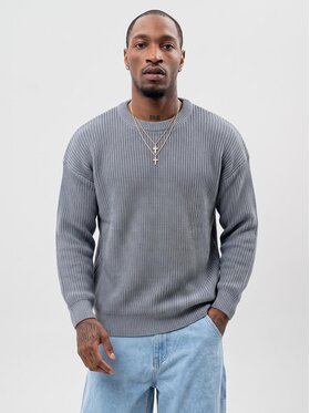 Jigga Wear Jigga Wear Sweter Luźny wygodny na jesień zimę 132250 Szary Regular Fit