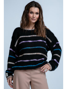 Fobya Fobya Sweter F1844 Czarny Regular Fit