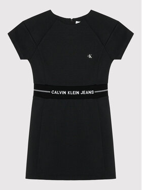 Calvin Klein Jeans Calvin Klein Jeans Každodenné šaty Intarsia Logo IG0IG01027 Čierna Regular Fit