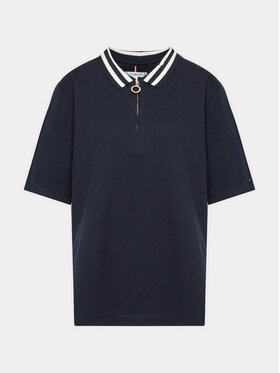 Tommy Hilfiger Curve Tommy Hilfiger Curve Тениска с яка и копчета WW0WW39277 Тъмносин Slim Fit