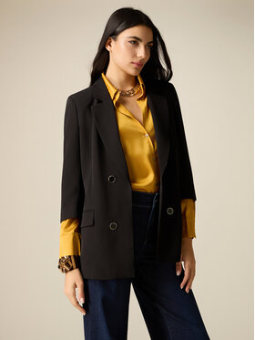Oltre Oltre Marynarka Q811R004609N033 Czarny Regular Fit