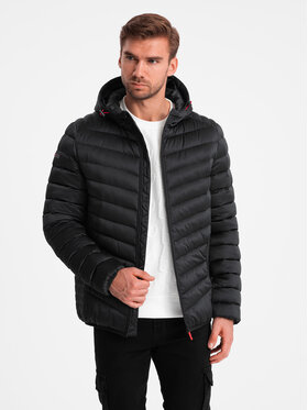 Ombre Ombre Kurtka puchowa OM-JALP-0180 Czarny Regular Fit