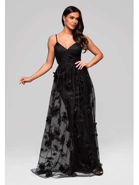 Ombre Ombre Sukienka wieczorowa LA-OM-DLR203 Czarny Regular Fit