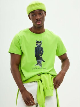 CAT by maniita lacitta CAT by maniita lacitta T-Shirt Printed men's t-shirt with CAT Zielony Regular Fit
