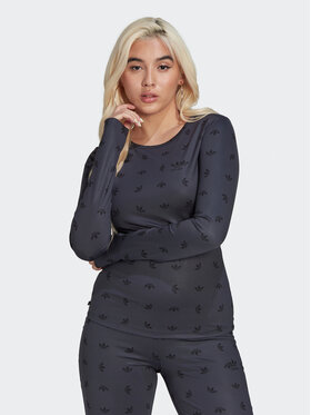 adidas adidas Bluzka Allover Print HL9137 Czarny Slim Fit