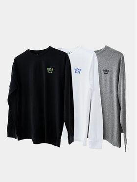 Jigga Wear Jigga Wear Longsleeve Zestaw 3 Koszulek Z Długim Rękawem Czarna / Szara / Biała Jigga Wear Mini Spray S Czarny Regular Fit