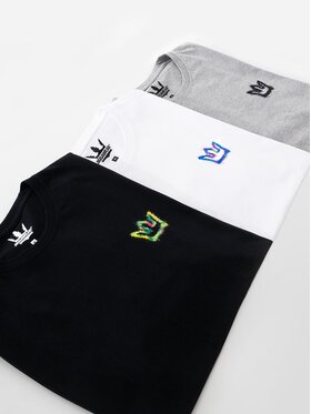 Jigga Wear Jigga Wear Komplet 3 t-shirtów Zestaw 3 T-Shirtów Męskich Czarna / Biała / Szara Jigga Wear Mini Spray S Kolorowy Regular Fit