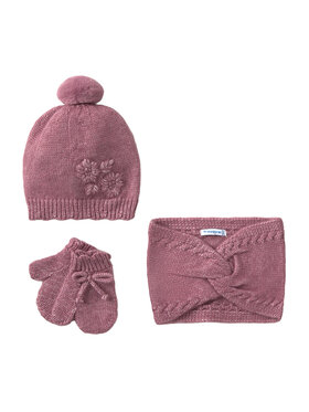 Mayoral Mayoral Komplet czapka, komin i rękawiczki 10019 Różowy