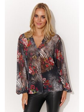 Makadamia Makadamia Bluzka M812 Czarny Loose Fit