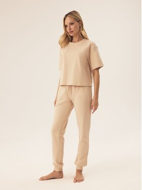 Esotiq Esotiq Spodnie dresowe 42569 Beżowy Regular Fit