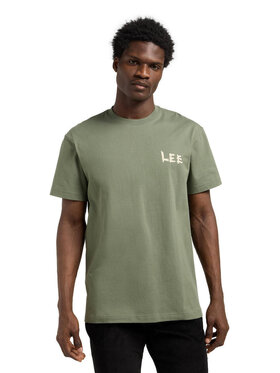 Lee Lee T-Shirt ELEVATED ESS LOGO TEE Zielony Regular Fit