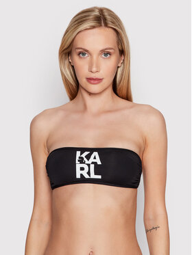 KARL LAGERFELD Gornji Del Bikini Printed Logo KL22WTP02 Črna