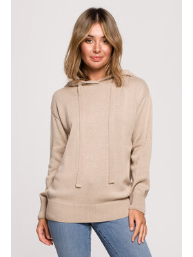 BeWear BeWear Sweter BK073 Beżowy Modern Fit