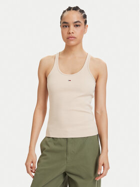 Tommy Jeans Tommy Jeans Top Racerback DW0DW22264 Beżowy jasny Slim Fit