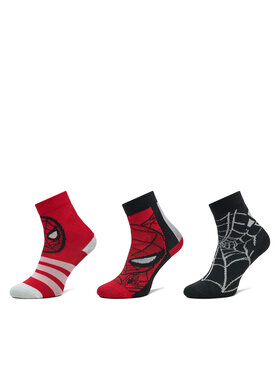 adidas adidas Zestaw 3 par wysokich skarpet dziecięcych Marvel Spider-Man JG5787 Czerwony