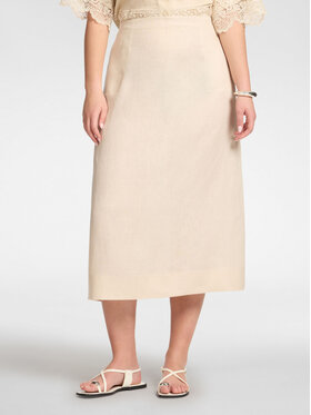 Elena Mirò Elena Mirò Spódnica midi 1065P000089N002 Kremowy A-Line Fit