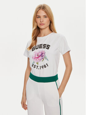 Guess Guess Tričko Peony V4YI15 J1314 Biela Regular Fit