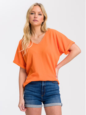 Cross Jeans Cross Jeans T-Shirt 55944-409 Pomarańczowy Regular Fit