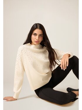 Oltre Oltre Sweter M382J005126N011 Biały Regular Fit