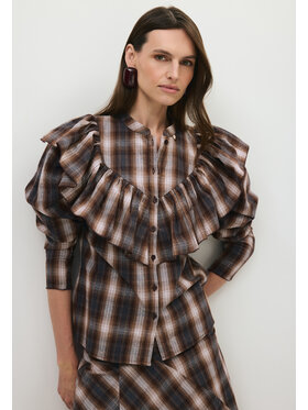 BIZUU BIZUU Bluzka ANTUANA CHECKED SHIRT Brązowy Standard Fit