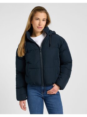 Lee Lee Kurtka przejściowa HOODED PUFFER JACKET Czarny Relaxed Fit