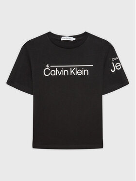 Calvin Klein Jeans Calvin Klein Jeans Тишърт Institutional Lined Logo IB0IB01321 Черен Regular Fit