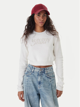 Tommy Jeans Tommy Jeans Pulover Chenille DW0DW22028 Écru Regular Fit